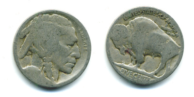 США 5 ЦЕНТОВ ND ИНДЕЕЦ, БИЗОН KM 134 медно-никель 46-2358