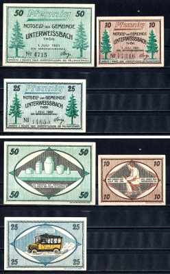 Унтервайсбах (Тюрингия) набор из 3 нотгельдов 1921 2193-38-3-2