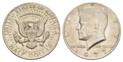 США 1/2 доллара (50 центов) 1977 Джон Кеннеди KM A202b медь плакированная медно-никелем aUNC 4536-1016