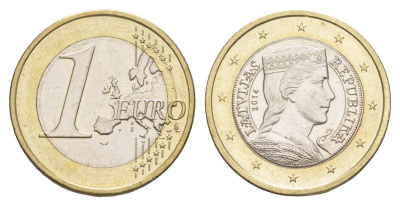 Латвия 1 евро 2014 KM 156 биметалл UNC 4648-943