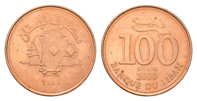 Ливан 100 ливров 2000 кедровое дерево KM 38 медь цинк UNC 4679-435