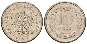 Польша 10 грошей 2004 MW KM 279 медно-никель 4618-542