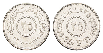 Египет 25 пиастров 2008 KM 991 сталь плакированная никелем UNC 4651-634