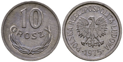 Польша 10 грошей 1975 Y AA47 алюминий 4164-966