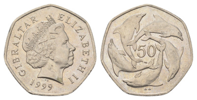 Гибралтар 50 пенсов 1999 KM 778 медно-никель aUNC 4666-335