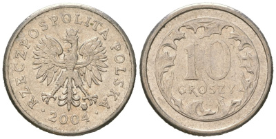 Польша 10 грошей 2004 MW KM 279 медно-никель 4618-542