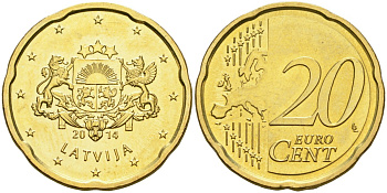 Латвия 20 евроцентов 2014 KM 154 нордик UNC 4364-1542