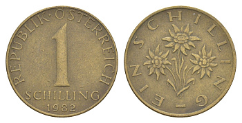 Австрия 1 шиллинг 1982 KM 2886 алюминиевая бронза 4561-1126