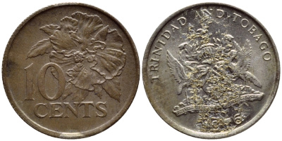 Тринидад и Тобаго 10 центов 1976 цветок гибискуса KM 31 медно-никель 4396-918