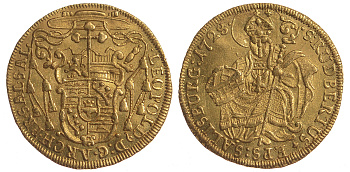 Австрия, Зальцбург 1 дукат 1728 Fb. 849 золото 00-000-00