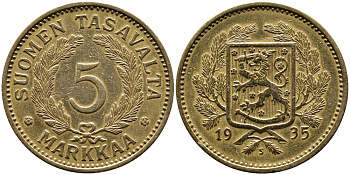 ФИНЛЯНДИЯ 5 МАРОК 1935 S KM 31 алюминиевая бронза 4388-1041