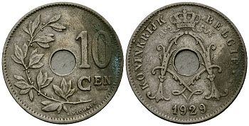 Бельгия 10 сантимов 1929 Belgie KM 85 медно-никель 4172-1051