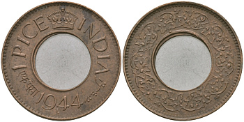 Британская Индия 1 пайс 1944 Георг VI (1936-1952) KM 533 бронза 33-1041
