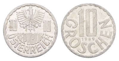 Австрия 10 грошей 1989 KM 2878 алюминий 4383-1132