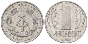 ГДР 1 пфенниг 1968 А КМ 8.1 алюминий 4615-1215