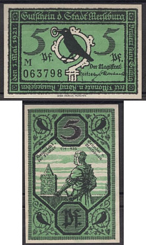 Мерзебург 5 пфеннигов 1921 DeNG 2 884.1-1/10 бумага UNC (пресс) 8612-5-2-1