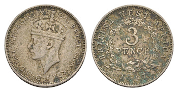 Британская Западная Африка 3 пенса 1947 H, Георг VI (1936-1952) KM 21 медно-никель 4643-732