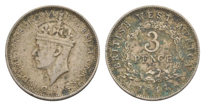 Британская Западная Африка 3 пенса 1947 H, Георг VI (1936-1952) KM 21 медно-никель 4643-732