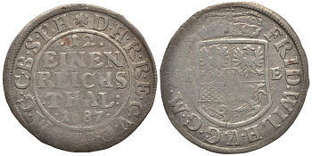 ПРУССИЯ 1/12 ТАЛЕРА 1687 IE KM 506 серебро 1522-924