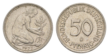 ФРГ 50 пфеннигов 1977 D KM 109, J. 384 медно-никель 4611-137