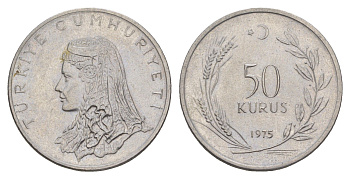 Турция 50 курушей 1975 Анатолийская невеста KM 899 нержавеющая сталь aUNC 4523-943