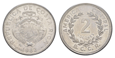 Коста-Рика 2 колона 1982 KM 211.1 нержавеющая сталь 4644-616