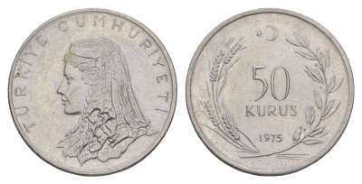 Турция 50 курушей 1975 Анатолийская невеста KM 899 нержавеющая сталь aUNC 4523-943