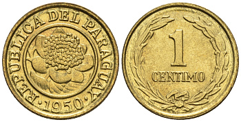 Парагвай 1 сентимо 1950  KM 20 алюминиевая бронза  aUNC  220-1041