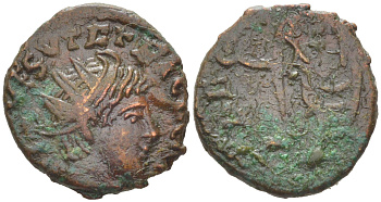 Римская Империя, императоры в Галлии антониниан 273 - 274 Тетрик II, локальная чеканка в Галлии RIC биллон 1073-24-37