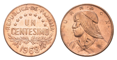 Панама 1 сентесимо 1968 Уррака KM 22 бронза aUNC 4643-1224