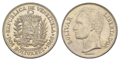 Венесуэла 2 боливара 1986 Симон Боливар Y 43 никель 4599-525