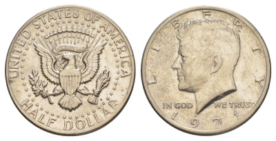 США 1/2 доллара (50 центов) 1971 Джон Кеннеди KM 202b медь плакированная медно-никелем aUNC 4131-1146