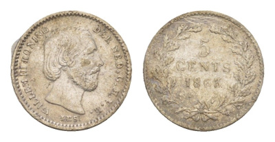 Нидерланды 5 центов 1863 Виллем III (1849-1890) KM 91 серебро 4659-224