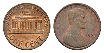 США 1 цент 1972 Авраам Линкольн KM 201 медь цинк 4674-517