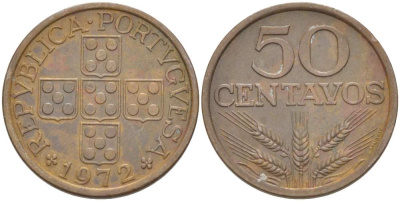 Португалия 50 сентаво 1972 KM 596 бронза 4523-614