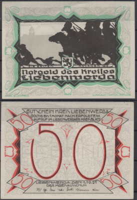 Либенверда 50 пфеннигов 1921 DeNG 2 800.1-1/6 бумага UNC (пресс) 8607-80-2-1