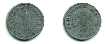 ГЕРМАНИЯ 1 РЕЙХСПФЕННИГ 1942 A цинк 46-2341