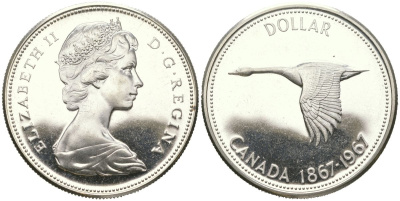 Канада 1 доллар 1967 100 лет Конфедерации Канада KM 70 серебро BU 00-00