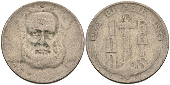 Бразилия 100 рейс 1936 Маркиз Тамандаре KM 536 медно-никель 4115-535