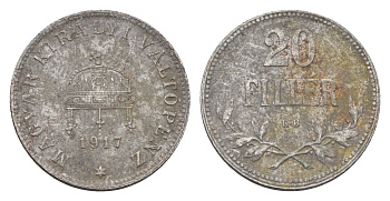Венгрия 20 филлеров 1917 KB, Карл I (1916-1918) KM 498 железо 4664-1127