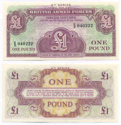 АНГЛИЯ 1 ФУНТ 1962 ДЛЯ ВООРУЖЕННЫХ СИЛ, СЕРИЯ 4 Pick M36 бумага UNC (ПРЕСС) 8588-80-1-2