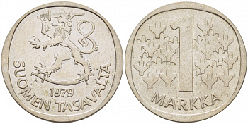 ФИНЛЯНДИЯ 1 МАРКА 1979 K KM 49а медно-никель 3718-852
