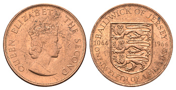 Джерси 1/12 шиллинга 1966 900 лет битве при Гастингсе KM 26 бронза aUNC 4661-111