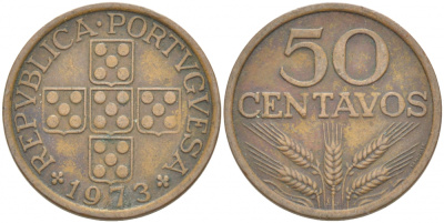 Португалия 50 сентаво 1973 KM 596 бронза 77-736