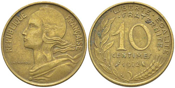 ФРАНЦИЯ 10 САНТИМОВ 1972 ТИП MARIANNE KM 929, LE FRANC 144.12 медь алюминий никель 116-122