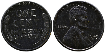 США 1 цент 1943 S (Сан-Франциско), Авраам Линкольн KM 132 a сталь плакированная цинком 4392-149