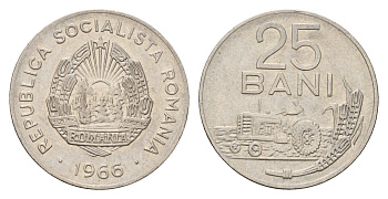Румыния 25 бань (бани) 1966 трактор KM 94 сталь плакированная никелем 4615-869