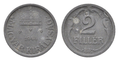 Венгрия 2 филлера 1944 BP KM 519 цинк 4665-614