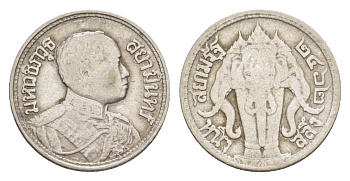 Таиланд 1 салунг 1919 BE 2462, Рама VI (Вачиравуд) (1910-1925) Y 43a серебро 3896-1444