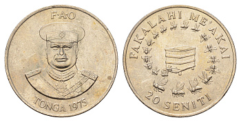 Тонга 20 сенити 1975 ФАО KM 46 медно-никель UNC 176-437